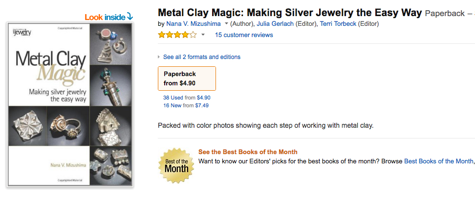 Metal Clay Magic: Making Silver Jewelry the Easy Way: Nana V. Mizushima, Julia Gerlach, Terri Torbeck: 9780871162205: Amazon.co… 2016-04-03 12-46-02